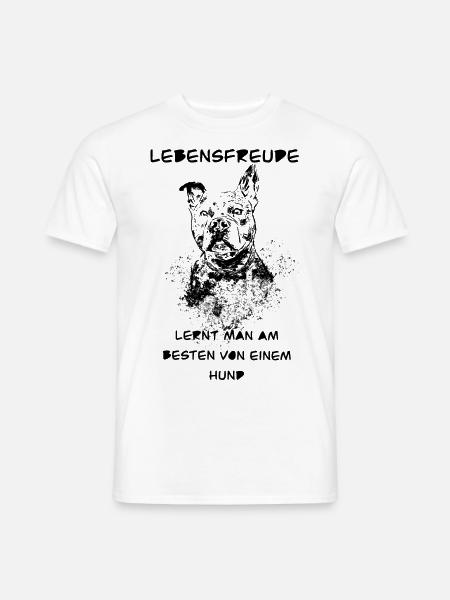 Lebensfreude Hund - Männer T-Shirt - Weiß
