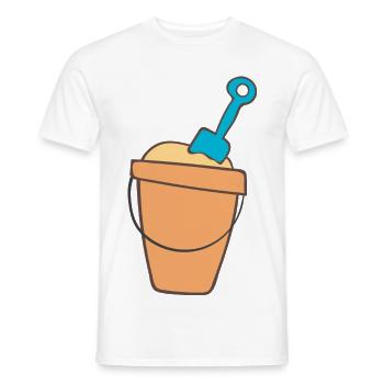 Bain de plage avec pelle - T-shirt homme - blanc - Devant - AI Model Male 178 dark (178cm)