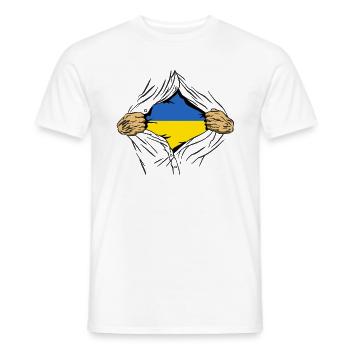 Drapeau de l’Ukraine Vintage Drapeau ukrainien d’occasion Look - T-shirt homme - blanc - Devant - AI Model Male 178 dark (178cm)