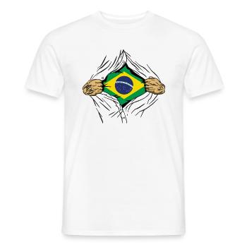 Brésil Drapeau Brésilien Drapeau Amérique du Sud - T-shirt homme - blanc - Devant - AI Model Male 178 dark (178cm)