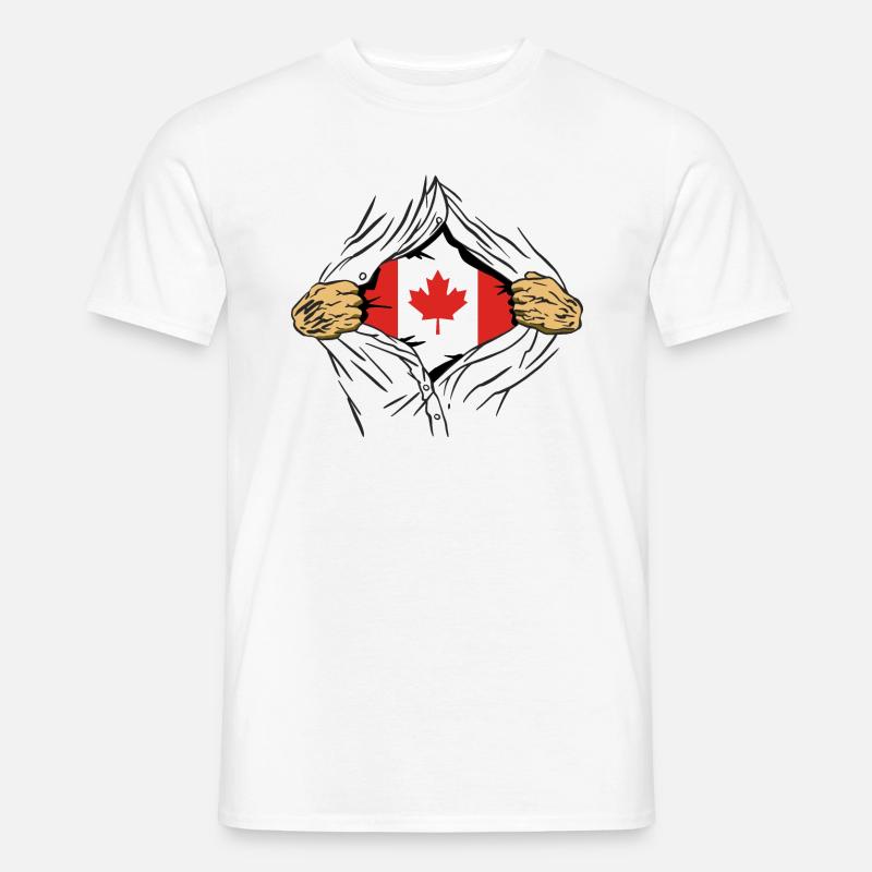 Drapeau du Canada Feuille d’érable Drapeau canadien Canada - T-shirt homme - blanc