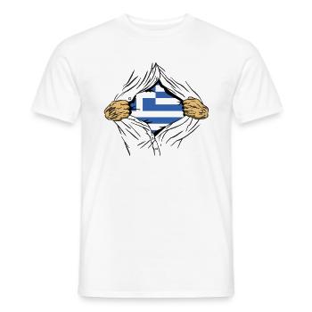 Grèce Drapeau Hellas Athènes Drapeau grec - T-shirt homme - blanc - Devant - AI Model Male 178 dark (178cm)