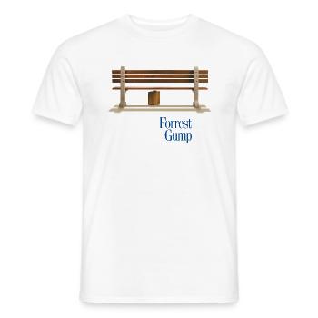 Forrest Gump Kleines Logo Mit Bank Und Koffer - Männer T-Shirt - Weiß - Vorne - AI Model Male 178 dark (178cm)