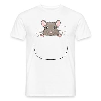 Mouse from pocket looks curious - Men's T-Shirt - white - Front - AI Model Male 178 dark (178cm)