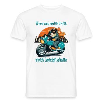 Motorrad Spruch - Wenn man rechts dreht - Männer T-Shirt - Weiß - Vorne - AI Model Male 178 dark (178cm)