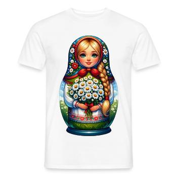 Matryoshka in Russian Matryoshka Doll Russian - Men's T-Shirt - white - Front - AI Model Male 178 dark (178cm)