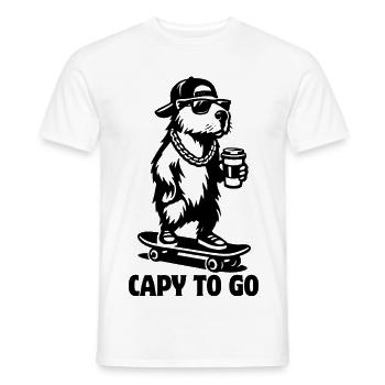 Capy to go | Capybara Skateboard | Coffee - Men's T-Shirt - white - Front - AI Model Male 178 dark (178cm)
