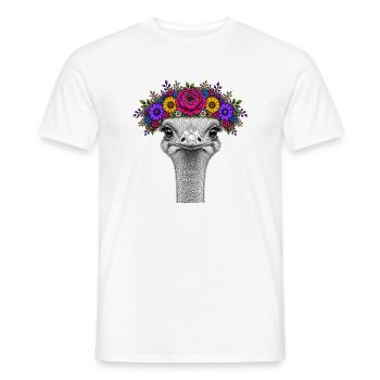Strauß mit buntem Blumenkranz - Männer T-Shirt - Weiß - Vorne - AI Model Male 178 dark (178cm)