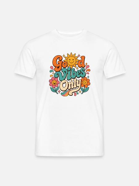 Good Vibe's Only Retro Floral - Men's T-Shirt - white