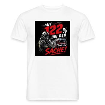 Mit 122% bei der Sache - Feuerwehr - Männer T-Shirt - Weiß - Vorne - AI Model Male 178 dark (178cm)