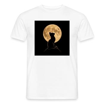 Wolf silhouette under full moon - Men's T-Shirt - white - Front - AI Model Male 178 dark (178cm)
