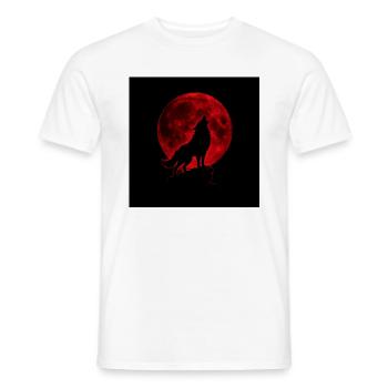 Loup hurle sous Lune Rouge - T-shirt homme - blanc - Devant - AI Model Male 178 dark (178cm)