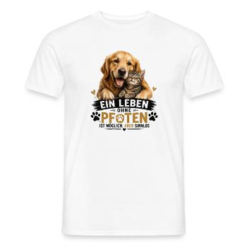 Leben mit Pfoten: Tierliebe Pur - Männer T-Shirt - Weiß - Vorne - AI Model Male 178 dark (178cm)