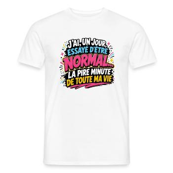 J’ai essayé d’être normal - T-shirt homme - blanc - Devant - AI Model Male 178 dark (178cm)