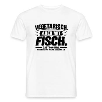 Vegetarisch. Aber mit Fisch. - Männer T-Shirt - Weiß - Vorne - AI Model Male 178 dark (178cm)