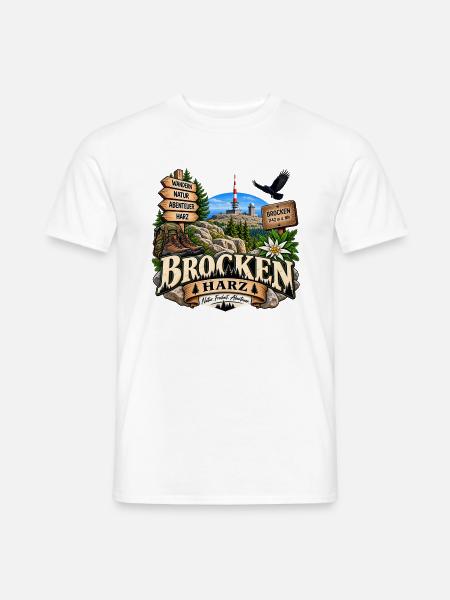 Brocken im Harz – Natur, Wandern & Abenteuer - Männer T-Shirt - Weiß