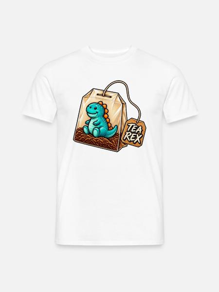 Tea Rex – Lustiger Dino im Teebeutel - Männer T-Shirt - Weiß