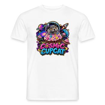 Cosmic Cupcat – Katze im Weltraum - Männer T-Shirt - Weiß - Vorne - AI Model Male 178 dark (178cm)