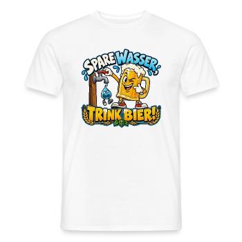Spare Wasser, trink Bier! – Lustiger Bierkrug - Männer T-Shirt - Weiß - Vorne - AI Model Male 178 dark (178cm)