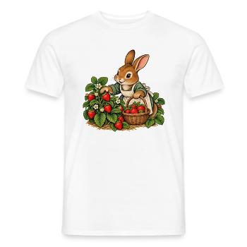 Hase bei der Erdbeerernte - Männer T-Shirt - Weiß - Vorne - AI Model Male 178 dark (178cm)