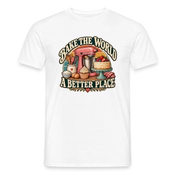 Bake The World A Better Place – Vintage - Männer T-Shirt - Weiß - Vorne - AI Model Male 178 dark (178cm)