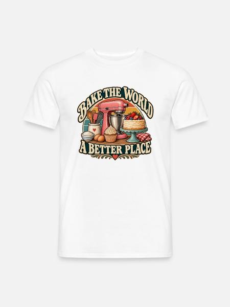 Bake The World A Better Place – Vintage - Männer T-Shirt - Weiß