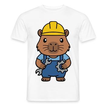 Niedlicher Capybara-Ingenieur-Maskottchen-Standardentzeichner - Männer T-Shirt - Weiß - Vorne - AI Model Male 178 dark (178cm)