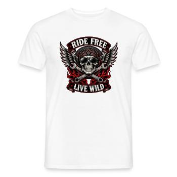 Ride Free Live Wild Skull - Männer T-Shirt - Weiß - Vorne - AI Model Male 178 dark (178cm)