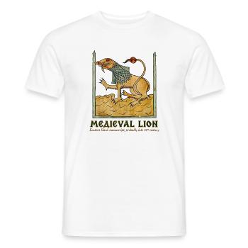 MITTELALTERLICHES LÖWEN-Ostslawisches Manuskript - Männer T-Shirt - Weiß - Vorne - AI Model Male 178 dark (178cm)