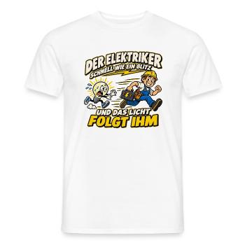 Elektriker – Schnell wie ein Blitz - Männer T-Shirt - Weiß - Vorne - AI Model Male 178 dark (178cm)