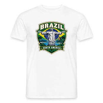 Brazil Pride Emblem | Der Retter Rio - Männer T-Shirt - Weiß - Vorne - AI Model Male 178 dark (178cm)