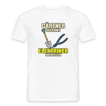 Gärtner gelernt – Elektriker im Herzen - Männer T-Shirt - Weiß - Vorne - AI Model Male 178 dark (178cm)