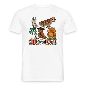 Verzierte mittelalterliche Eulen - Männer T-Shirt - Weiß - Vorne - AI Model Male 178 dark (178cm)