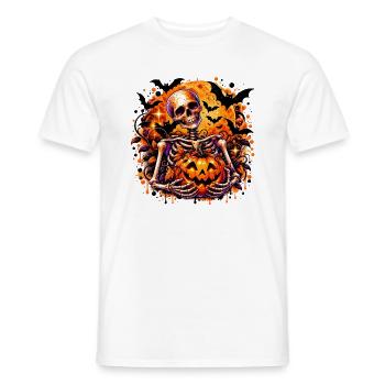 Skelett mit Pumpkin Halloween-Motiv - Männer T-Shirt - Weiß - Vorne - AI Model Male 178 dark (178cm)