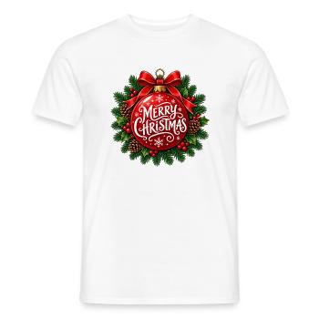 Frohe Weihnachten – Rote Weihnachtskugel - Männer T-Shirt - Weiß - Vorne - AI Model Male 178 dark (178cm)