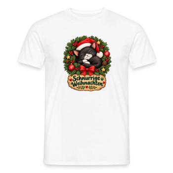 Schnurrige_Weihnachten - Männer T-Shirt - Weiß - Vorne - AI Model Male 178 dark (178cm)