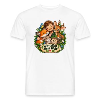 Wir teilen diese Welt - Männer T-Shirt - Weiß - Vorne - AI Model Male 178 dark (178cm)