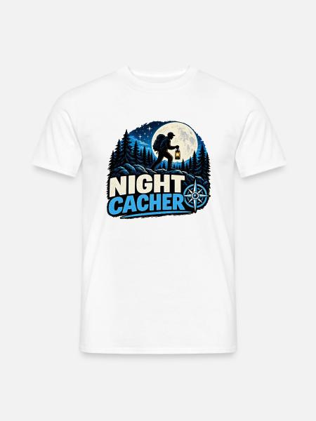 Night Cacher - Männer T-Shirt - Weiß