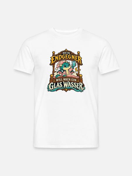 Endgegner Schlafdrache Glas Wasser - Männer T-Shirt - Weiß