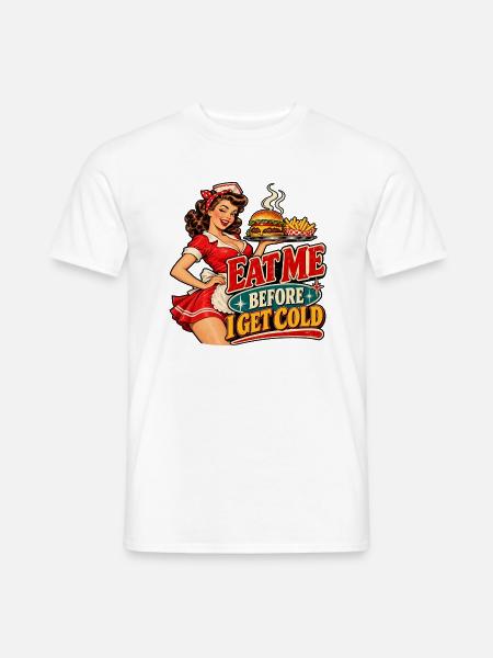 Kelnerka_Pin-Up_i_Dinerowy_Slogan - Männer T-Shirt - Weiß