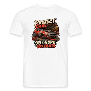 PROJEKT AUTO – 90 % Hoffnung, 10 % Teile - Männer T-Shirt - Weiß - Vorne - AI Model Male 178 dark (178cm)