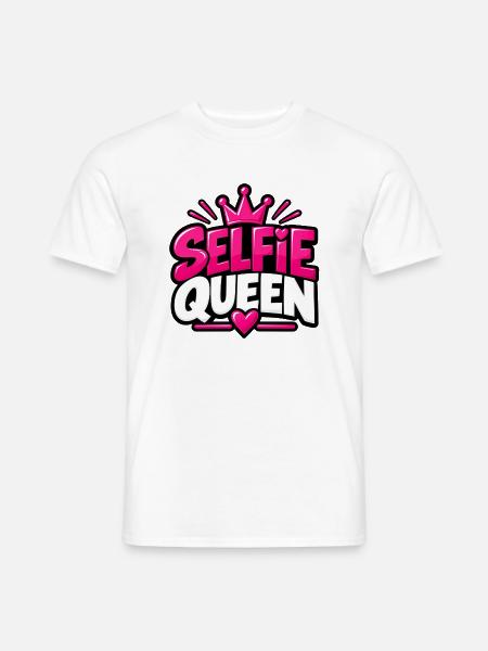 Selfie Queen – Mädchen & Frauen Statement - Männer T-Shirt - Weiß
