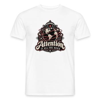 Attention – KI Weltherrschaft - Männer T-Shirt - Weiß - Vorne - AI Model Male 178 dark (178cm)
