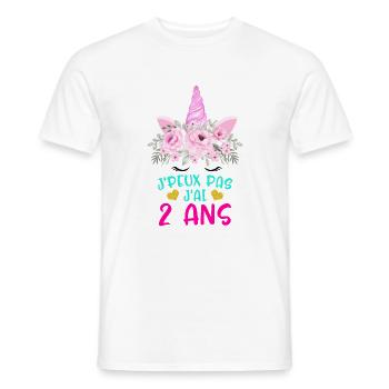 Enfant T Shirt 2 Ans Fille Anniversaire Cadeau - Men's T-Shirt - white - Front - AI Model Male 178 dark (178cm)