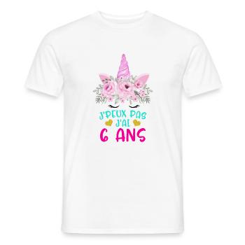 Enfant T Shirt 6 Ans Fille Anniversaire Cadeau - Men's T-Shirt - white - Front - AI Model Male 178 dark (178cm)
