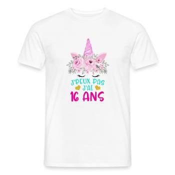 Enfant T Shirt 16 Ans Fille Anniversaire Cadeau - Men's T-Shirt - white - Front - AI Model Male 178 dark (178cm)