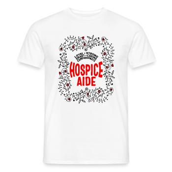 Hospice Shirt, Hospice Aide Floral Tee, - Men's T-Shirt - white - Front - AI Model Male 178 dark (178cm)
