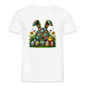 Easter Egg Skull Shirt ’s Basket Skeleton Tee - Men's T-Shirt - white - Front - AI Model Male 178 dark (178cm)