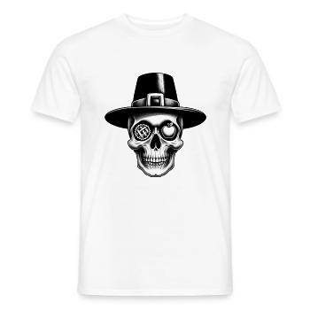 Pilgrim Feast Skull T Shirt Thanksgiving History - Men's T-Shirt - white - Front - AI Model Male 178 dark (178cm)
