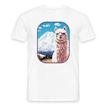 Mount Fuji Alpaca A Scenic Journey T Shirt - Men's T-Shirt - white - Front - AI Model Male 178 dark (178cm)